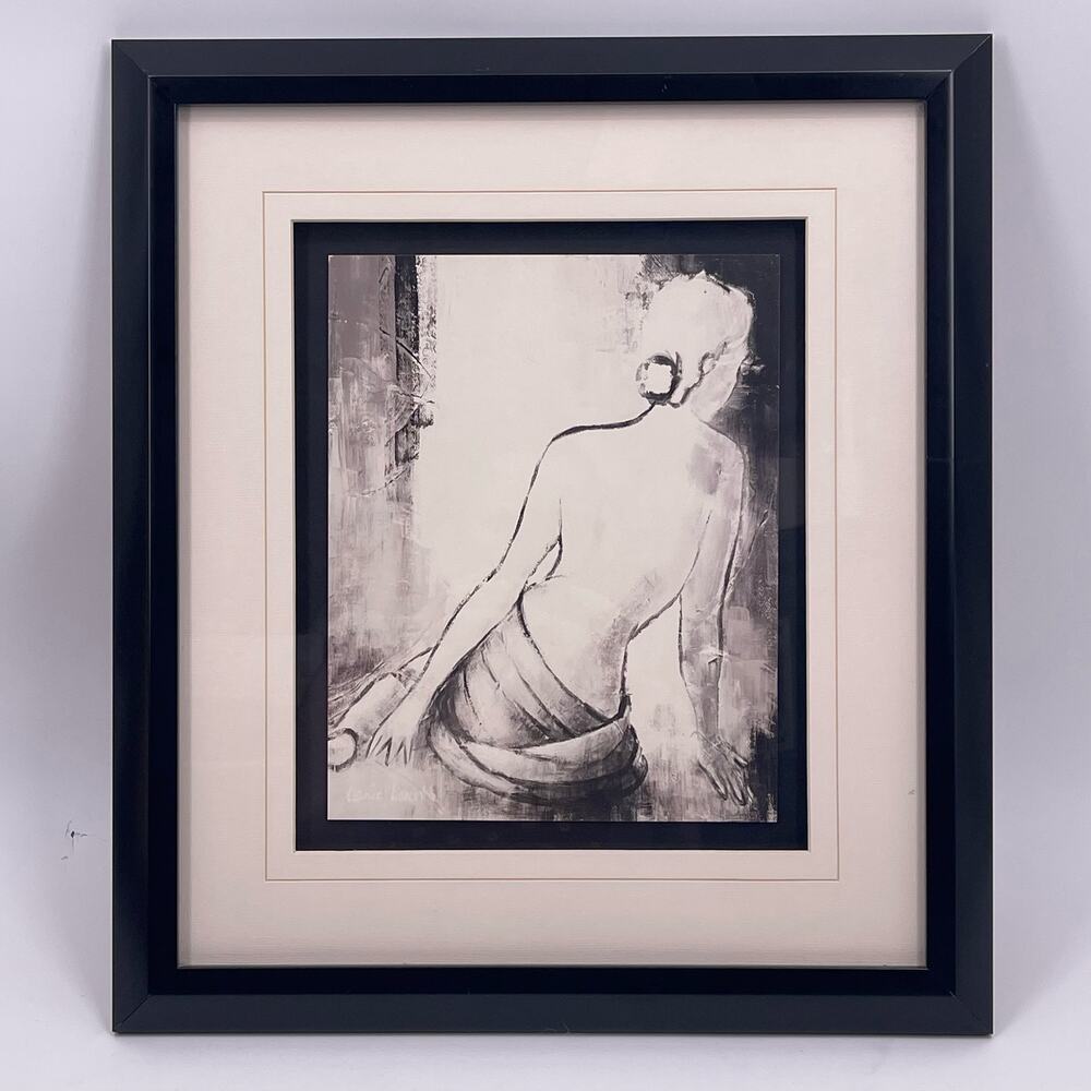 Lanie Loreth The Seated Woman Nude Black White Shadowbox Framed Print 15x17 inch